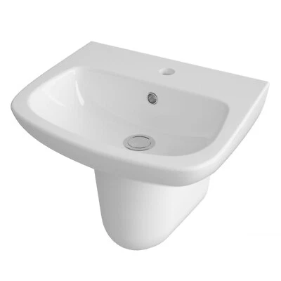 Nuie Ambrose Wall Hung Bathroom Basin & Semi Pedestal 500mm 1 Tap Hole Modern