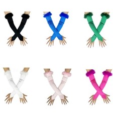 Long Satined Fingerless Gloves Women Comfortable Armwear 1920S Flapper Arm