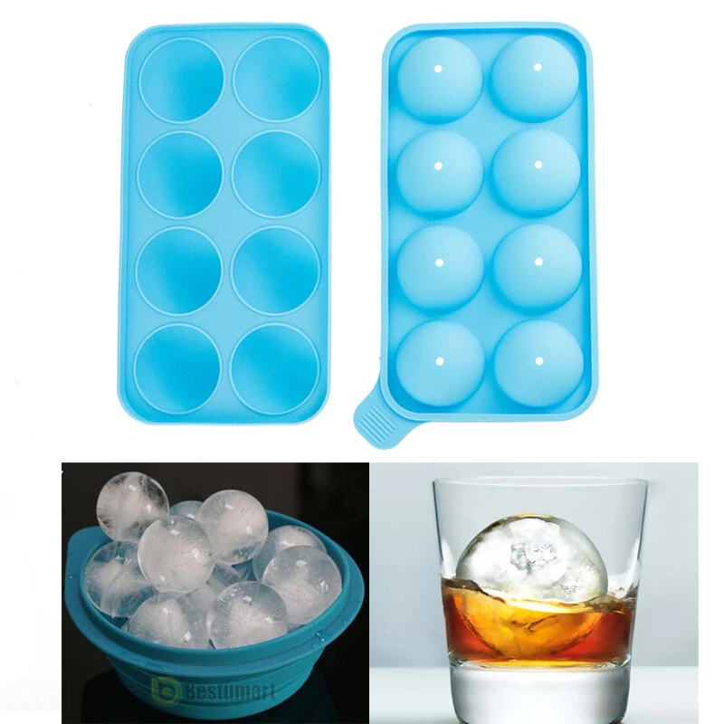 ICE Balls Maker 8 Large Round Sphere Tray Molds Cube Whiskey Cocktails Silicone - Image 4 of 4