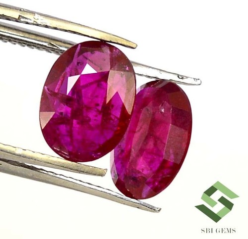 8x6 mm Certified Natural Ruby Oval Cut Pair 2.03 CTS Mozambique Loose Gemstones - Picture 6 of 6