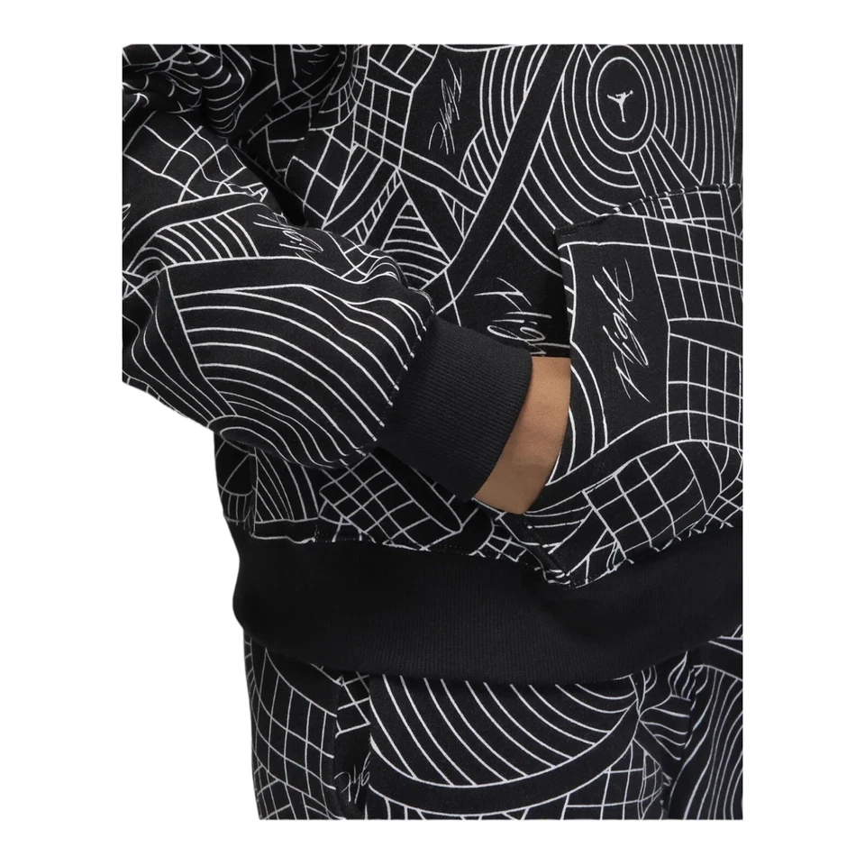 Nike Jordan Flight Print Allover Hoodie Black/White DV1417-010 Women's Size XS - Image 3 of 4