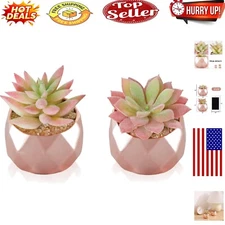 Realistic Artificial Succulents in Chic Rose Gold Pots - No Maintenance Required