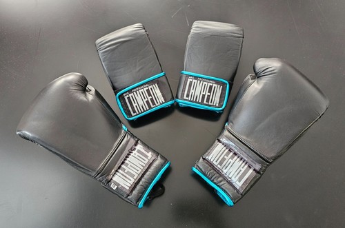 Campeon Boxing Bundle - Boxing Gloves and Bag Gloves - Black with Turquoise