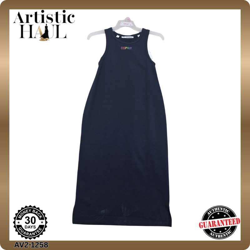 Esprit Black Sleeveless Maxi Dress M Women's Solid