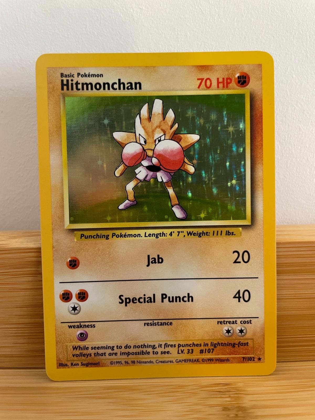 Hitmonchan 7/102 Base Set (Shadowless) Holo