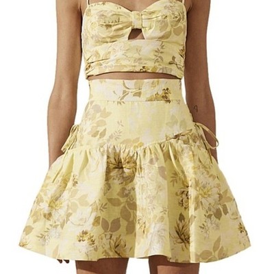 Shona Joy Martina Lace Up Mini Skirt Lemon Lime Women's Sz 8 NWT