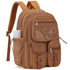 Khaki Mesh Backpack for Girls Boys, Mesh Bookbags Heavy Duty Semi-Transparent...
