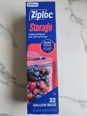 Ziploc Gallon Food Storage Bags, Stand-Up Bottom, Easy to Fill, 22 Count (Packag