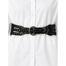 Black Triple Braided Waist Belt XL 48" Faux Leather Bohemian Belt