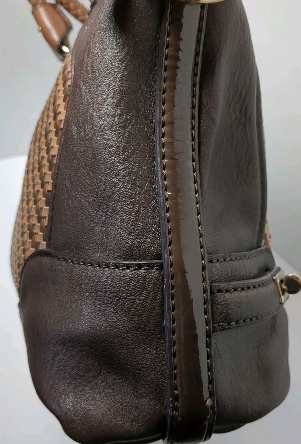 Guess Dizzy Brown Woven Handbag With Braided Hand… - image 12