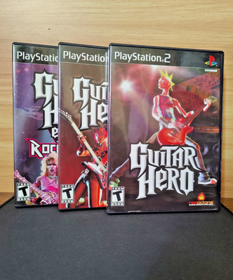 Guitar Hero I II & Encore Rock the 80s PS2 game lot! TESTED! SHIPS FAST! NICE~