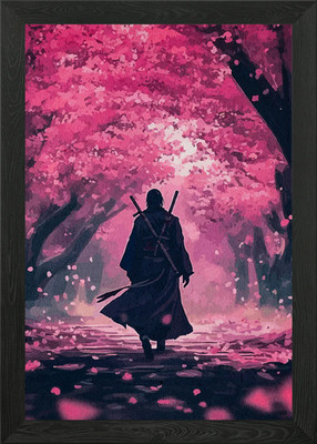 Samurai Kirschblüte gerahmtes Wandbild Poster Leinwanddruck Bild