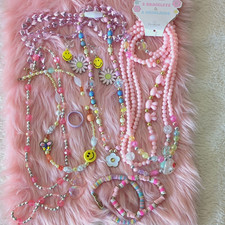 Danbar Unisex Kids Fashion Mixed Lot 50+ Necklaces Bracelets Pink Multicolor