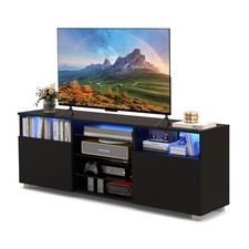 LED TV Stand for 65 Inch TVs Modern Entertainment Center Adjustable Black
