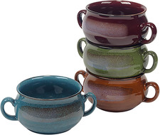 Stoneware 24Oz Reactive Glaze Soup Crocks Set of 4: Perfect for Soups, Stews, an