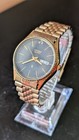 Vintage Citizen Quartz Day Date Gold Tone Watch Black Dial 36mm Japan Running
