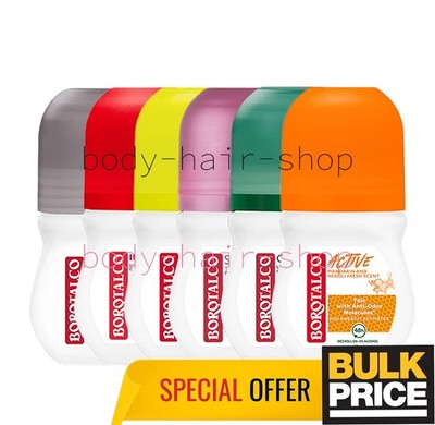 Borotalco Mixed Lot Roll-On Deodorant Original Italian Iconic Scent 50ml 6-Pack
