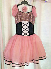 Adult Sz XL Curtain Call Costume Ballet, Dance, Theater Dress pink w/Hair Flower