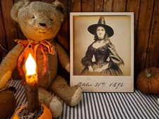ANTIQUE VINTAGE PRIMITIVE PHOTO STYLE HALLOWEEN PORTRAIT WITCH OCT 31 1896  SIGN
