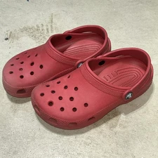 Crocs Classic Clog Kids Red Slip On Shoes Youth Juniors Size J 2