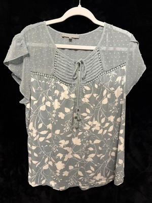 daniel rainn Top Blouse Women s Size Extra Large XL Green Floral Spring Summer