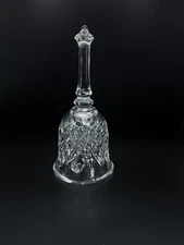 Vintage Crystal Clear Glass Dinner Bell Etched Diamond Pattern 6.5” used