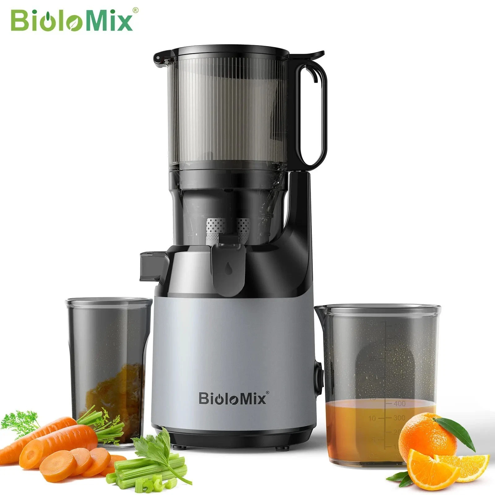 BioloMix Cold Press Juicer 130mm with Large Feed Chute & Triple Filter