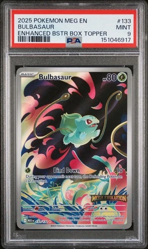 Bulbasaur 133 Stamped Promo Pokemon Mega Evolution Box Topper PSA 9 MINT