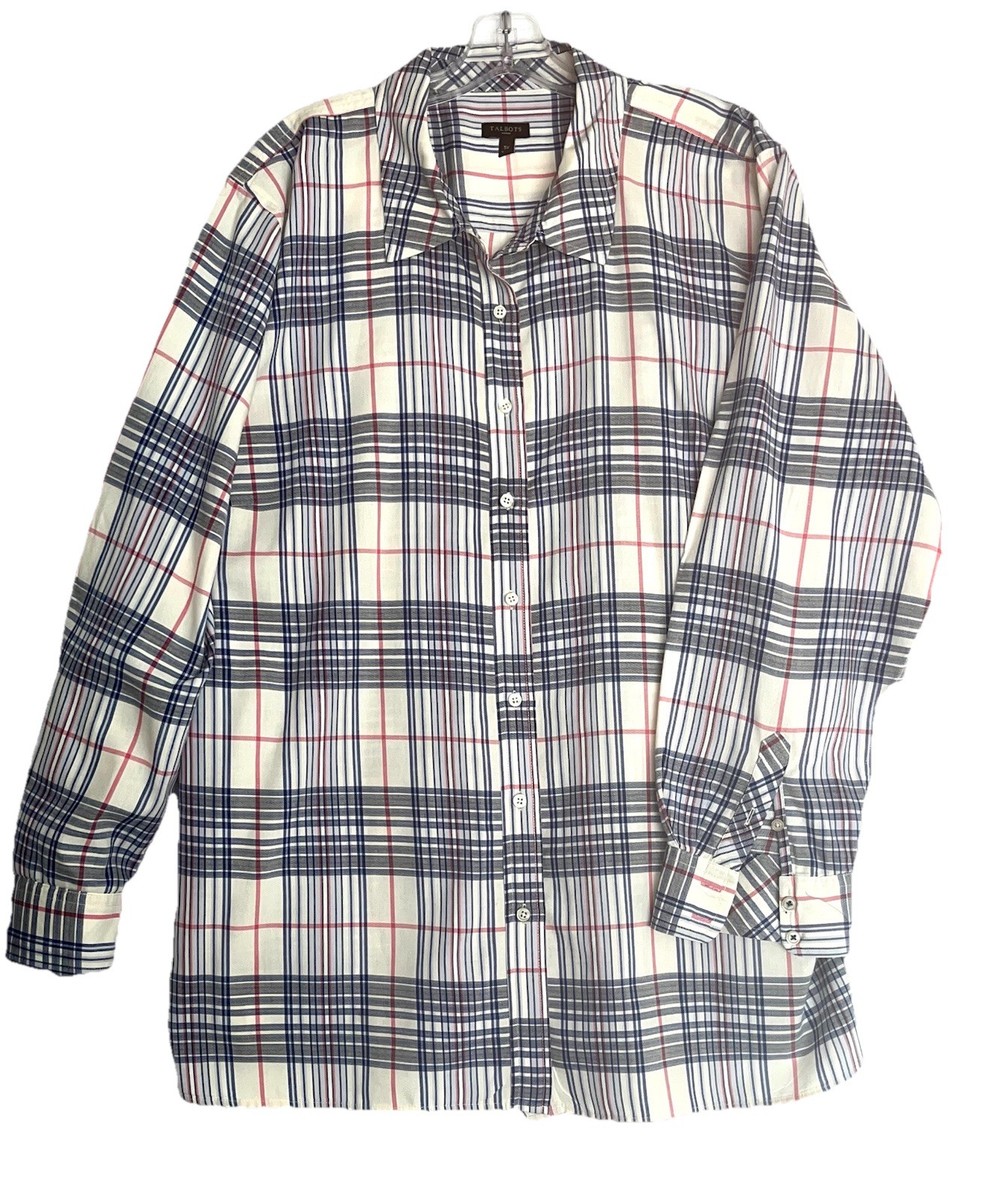 Talbots Woman's 3X 100% Cotton Long Sleeve Blouse/tunic Button