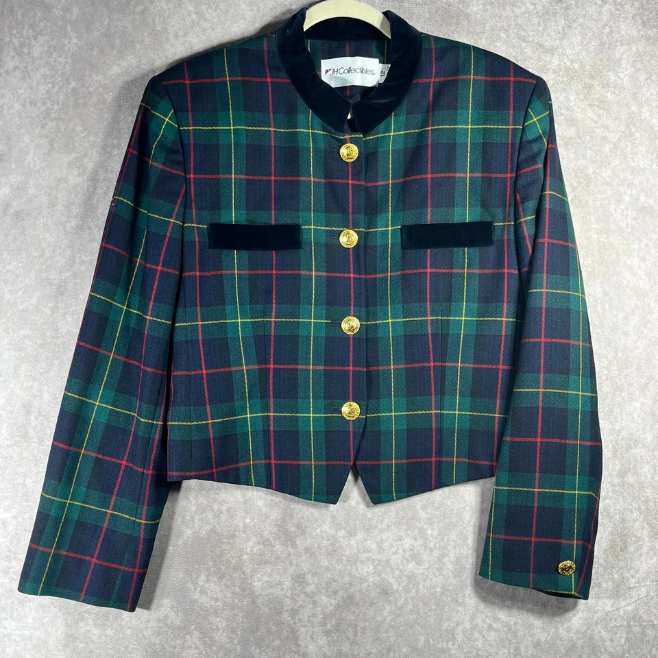 Blazer Falda Traje De Colección JH Coleccionables Para Mujer 10/12 Verde Cuadros Academia Geek Foto 2 de 4