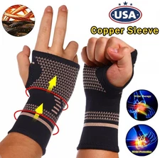 2× Copper Compression Wrist Support Arthritis Glove Pain Relief Carpal Tunnel US