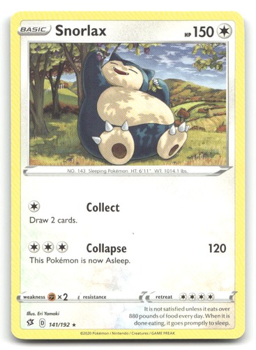 Snorlax SWSH02: Rebel Clash 141/192 LP Pokemon