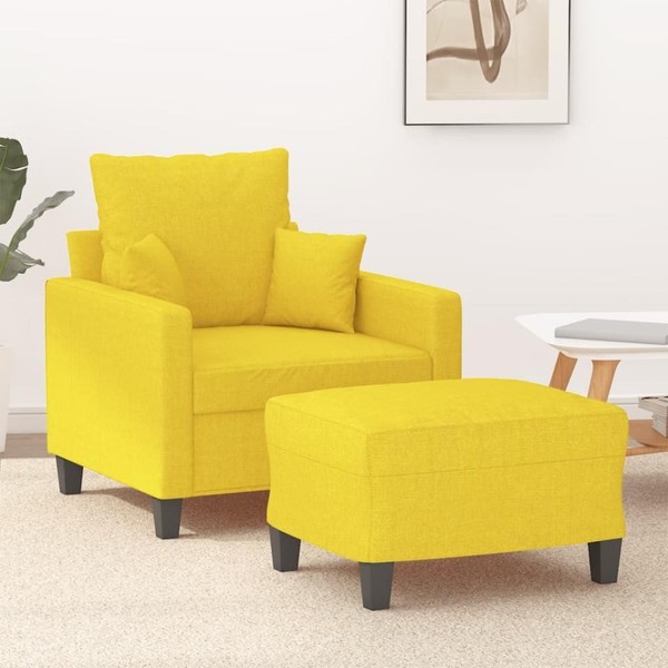 Sessel Mit Hocker Hellgelb 60 Cm Stoff-image