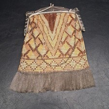 Vtg/Antique 1920 WHITING DAVIS Mesh Bag Brown/Cream Enamel Flapper Era. 18.117