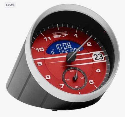 ASPREY LONDON　手巻き式 トラベルクロック 赤レザー　s2191 Porsche Table Desk Alarm Clock – 917 Salzburg Genuine Original