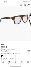 CELINE Triomphe 54mm Square Eyeglasses Blonde Havana Acetate Full Rim