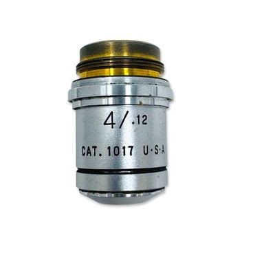 AO American Optical Plan Achro 4x 4/.12 Microscope Objective Lens CAT 1017