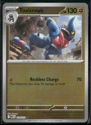 TOXICROAK C 079/132 MEGA EVOLUTION POKEMON   Reverse Holo NM/M