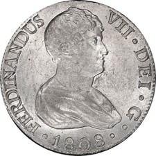 SPAIN, Seville, bust 8 reales, Ferdinand VII, 1808 CN, PCGS MS62.