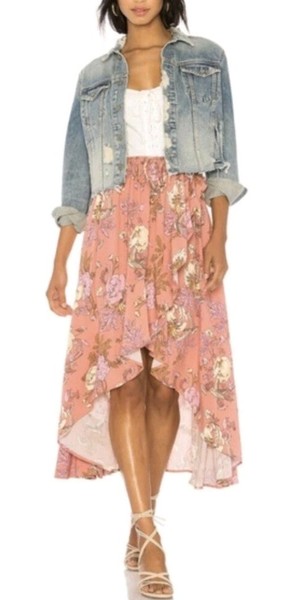 Spell & The GypsyWrap Midi Skirt Size Small Blush Pink Hi Low Boho 