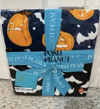 Posh Peanut Spooky Pumpkins & Batty Square Luxette Patoo Halloween Blanket New