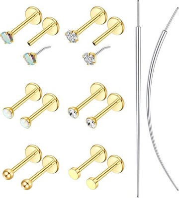 6 Paar Helix Piercings Chirurgenstahl (0,8mm|1,0mm|1,2mm),Hypoallergene Tragus P