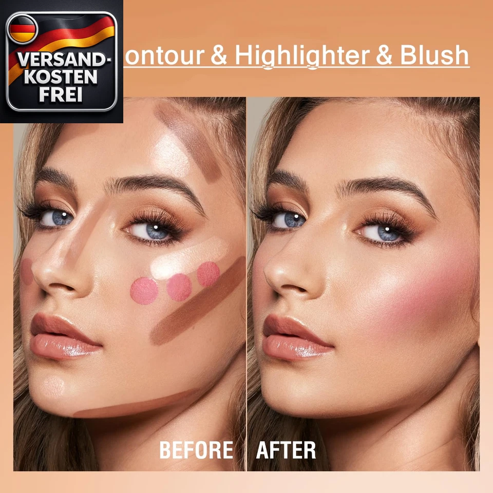 Kontur Highlighter Rouge Set langanhaltend natürlich leicht aufbaubar Konturieru - Bild 2 von 4