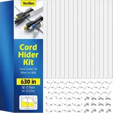 630in Cord Hider Kit, Cord Covers for Wires on Wall, Cord Hider for Wall Mount