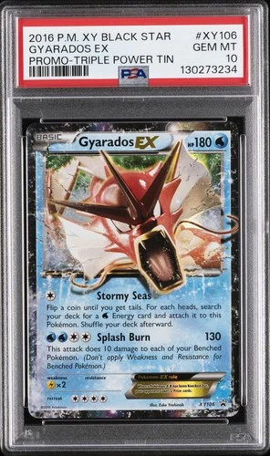 2016 POKEMON XY BLACK STAR PROMO TRIPLE POWER TIN #XY106 GYARADOS EX PSA 10