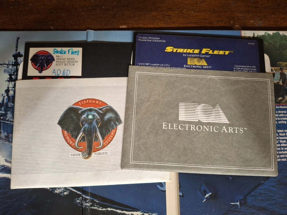 COMMODORE 64 / 128 STRIKE FLEET DISK ELECTRONIC ARTS Lucasfilm 1987 Tested Works - Image 2 of 4