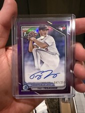 2024 Bowman Chrome Trey Yesavage Purple Refractor On-Card Auto /250 1st Bowman
