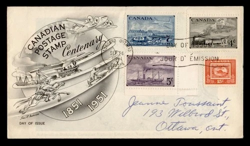 DR WHO 1951 CANADA FDC STAMP CENTENARY COMBO MERCER CACHET M75584