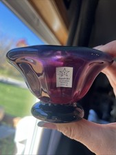 Sandvik’s Sweden Art Glass Bowl Purple Blue Iridescent, Scandinavian Vintage