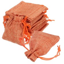 20 Pcs Burlap Bags with Drawstring, 2.8 x 3.5 Inch Favor Sacks, Orange